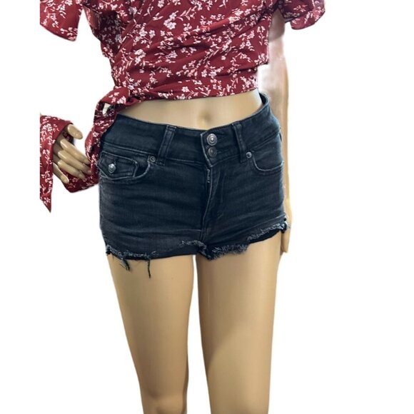 (5 for 25 ) American Eagle Next Level Stretch Shortie Denim Cut Offs size 00 - Picture 1 of 5